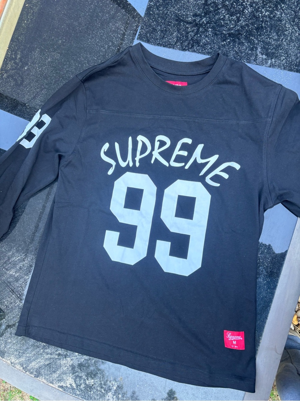 Supreme Black Long Sleeve Tee with Light Gray '99' Graphic